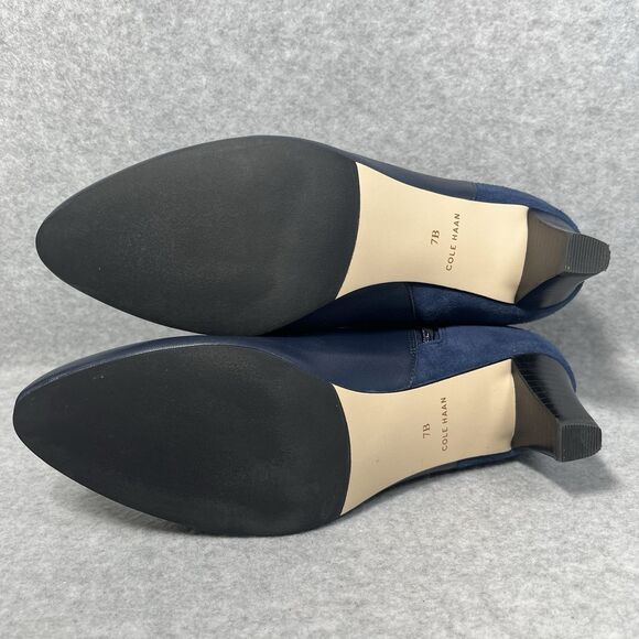 Cole Haan Sylvan Boot Women's 7B Mid Heel Bootie Blue Leather Pointed Signature - Picture 10 of 16